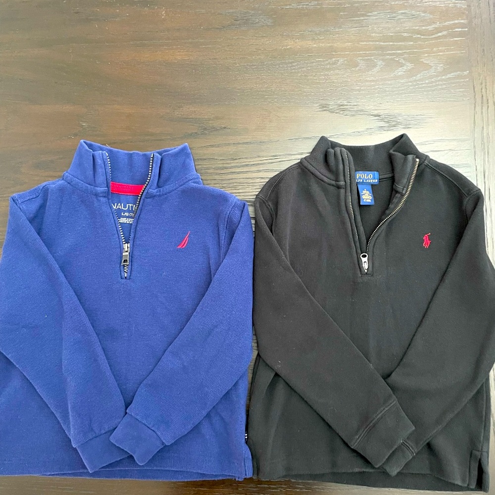 Lot of 2 boys quarter zip sweaters size 6/7
